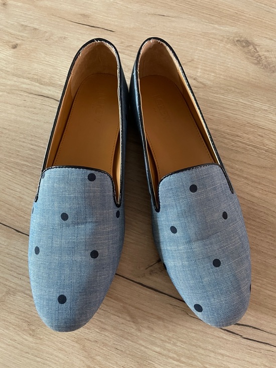 J. Crew Shoes - J.Crew Womens Polka Dot Loafers Size 10 Blue Navy Slip On Flats Preppy